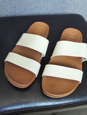 Reef Cushion Bounce Vista Slide Sandals Cream Size 8 Women